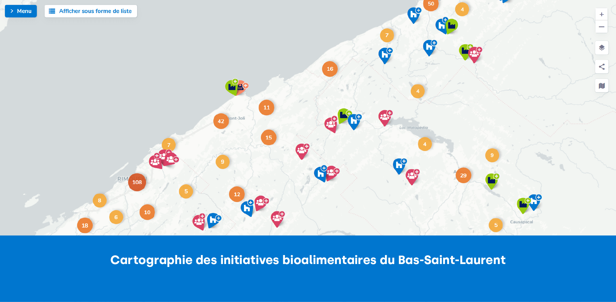 Cartographie des initiatives bioalimentaires du Bas-Saint-Laurent